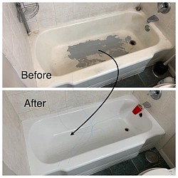 👆 Tap to view Full Image / Before & After:  Severely Worn Bathtub Restored  / Commercial Bathroom Restoration Project