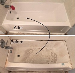 👆 Tap to view Full Image / Before & After: Bathtub Restored to Like-New Condition / Professional Bathtub Refinishing for a Commercial Property