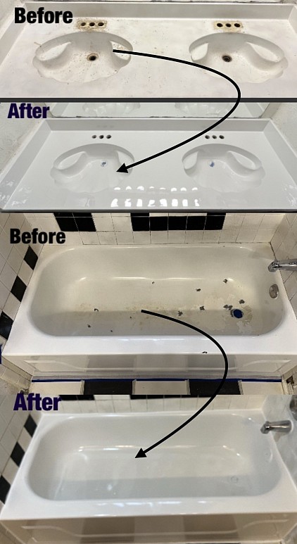 Heavily Worn Sink and Tub Restoration in San Antonio